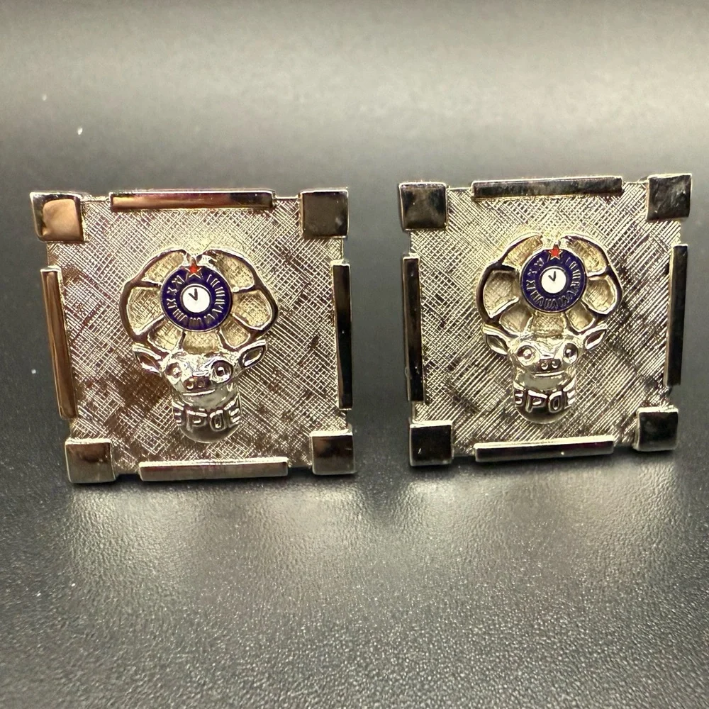 Rare Find - Elks Lodge Benevolent Protective Elk Cuff Links Silver Tone